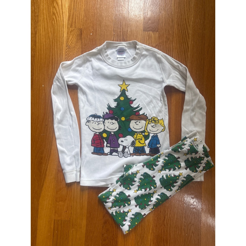Hanna Andersson Peanuts Christmas Pajamas Set Kids US 10 140cm Organic Cotton